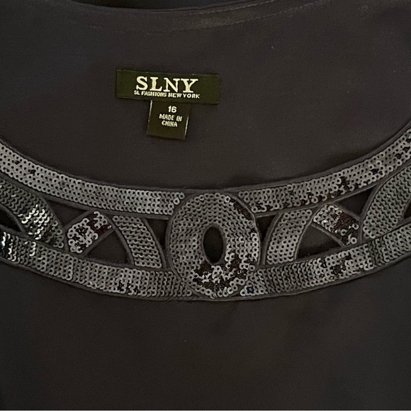 SL Fashions NY Dark Blue Embellished, Tiered 2PC Jacket Dress Sz 16 - Picture 4 of 11